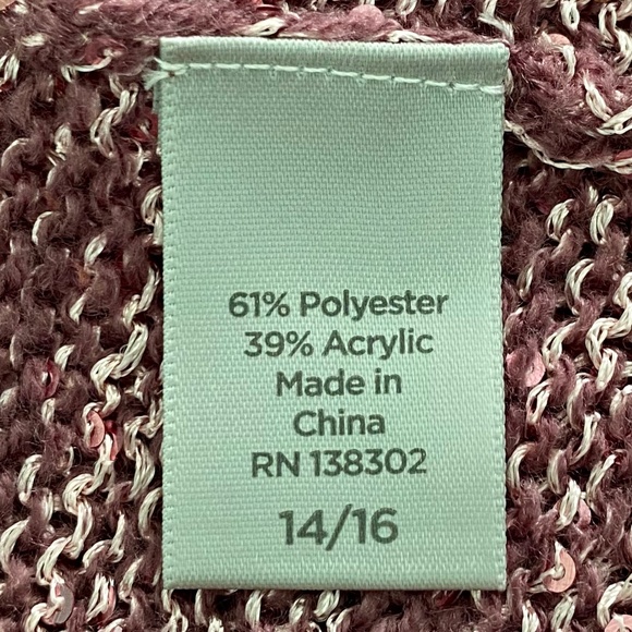 AVENUE Marled Knit Sequin Cardigan Mauve Sz 14/16 EUC - Picture 6 of 7
